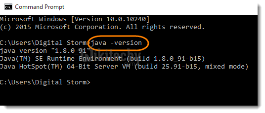  verification of java installation command